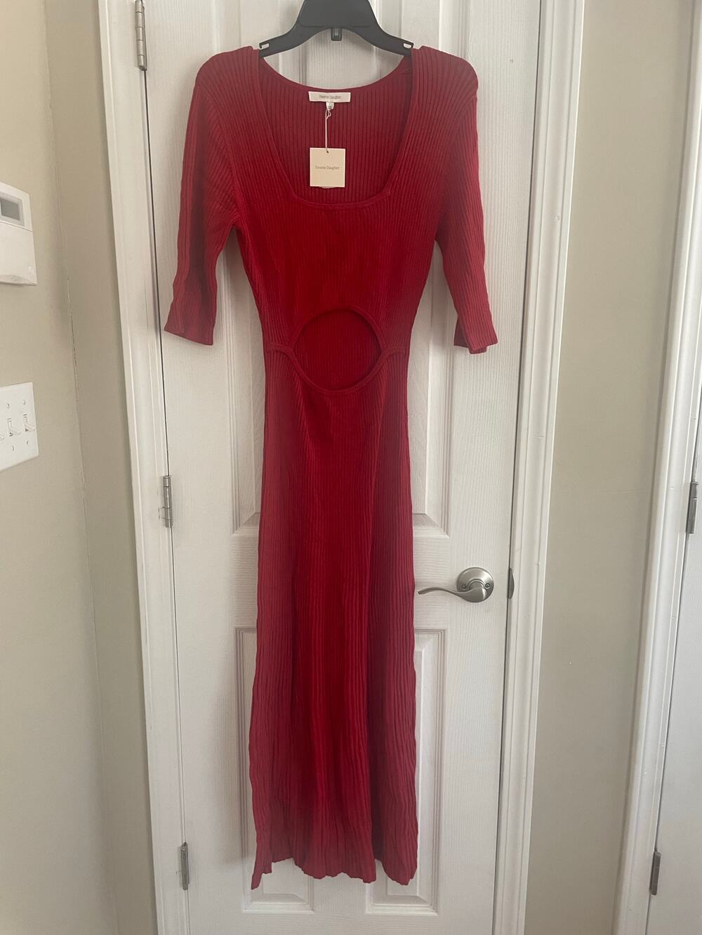 Favorite Daughter Solid Cherry Red Knit BodyCon Dress, A73